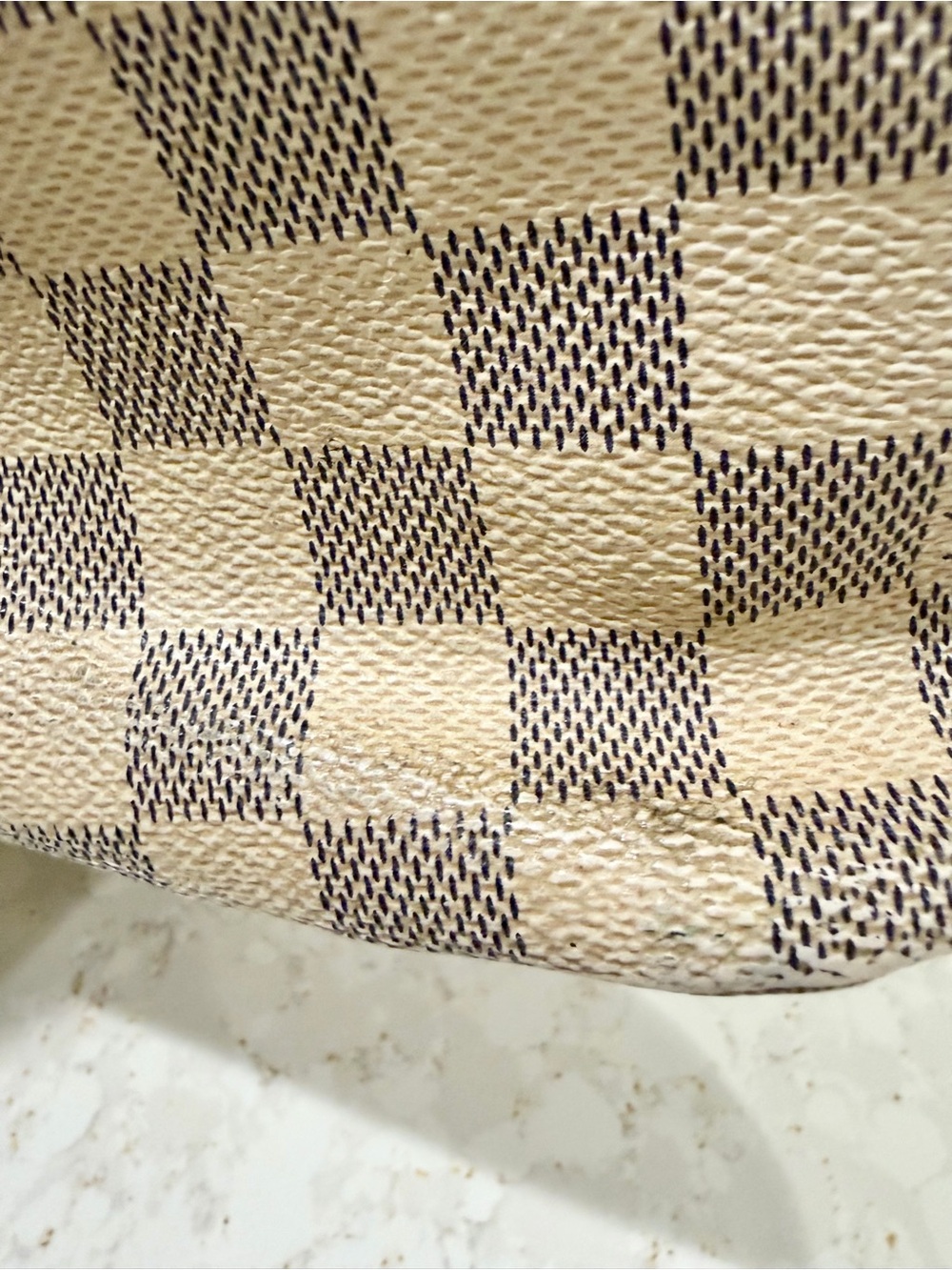 LV Canvas tote bag Checkered Damier Azur 'Neverfull MM' Authentic COA - Picture 14 of 17